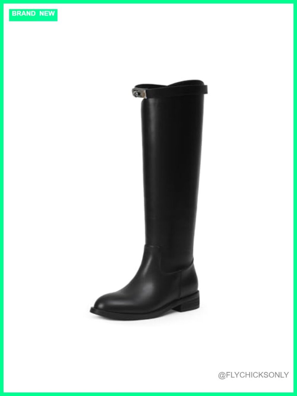 Women's Faux Leather Knee High Riding Boots Chunky Heel Motorcycle Style